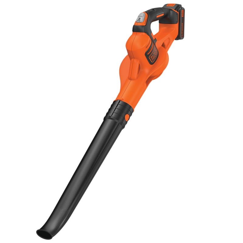 Black+Decker LSW321 Cordless Sweeper, 20 V Battery, Lithium Battery, 100 cfm Air, 25 min Run Time, Black/Orange