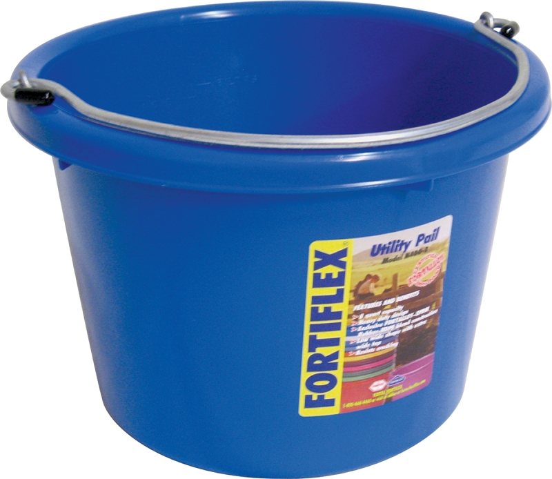 Fortex-Fortiflex N4008BL Utility Pail, 8 qt Volume, Fortalloy Rubber Polymer, Blue