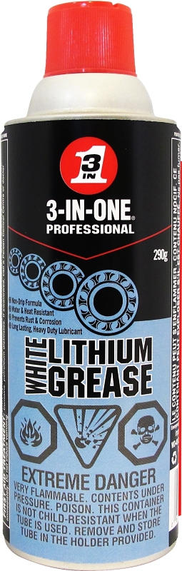 3-In-One 01142 Lithium Grease, 290 g, Aerosol Can, White