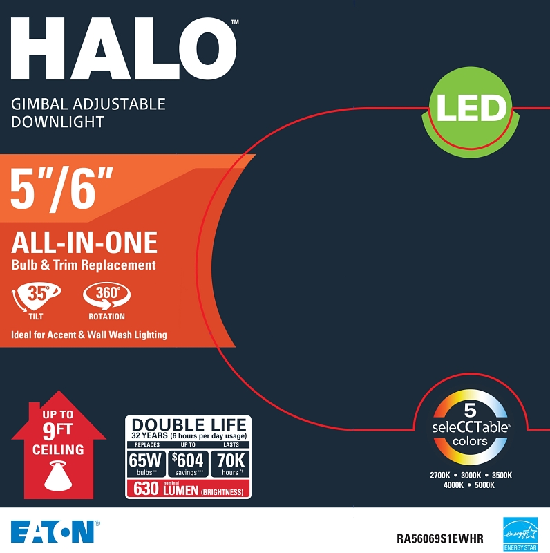 LIGHT RCSD RTFT WH 600L 5&6IN
