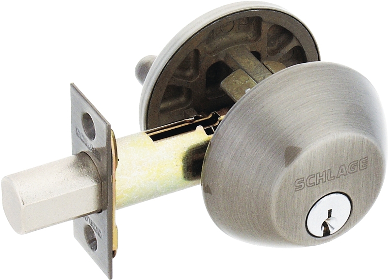 Schlage B60NV620 Deadbolt, 1 Grade, SC1 Key, Metal, Antique Pewter, 2-3/8, 2-3/4 in Backset, C Keyway