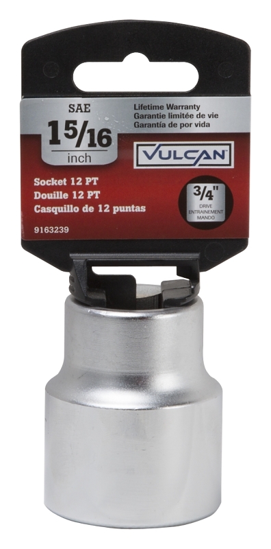 Vulcan MT-SS6042 Drive Socket, 1-5/16 in Socket, 3/4 in Drive, 12-Point, Chrome Vanadium Steel, Chrome