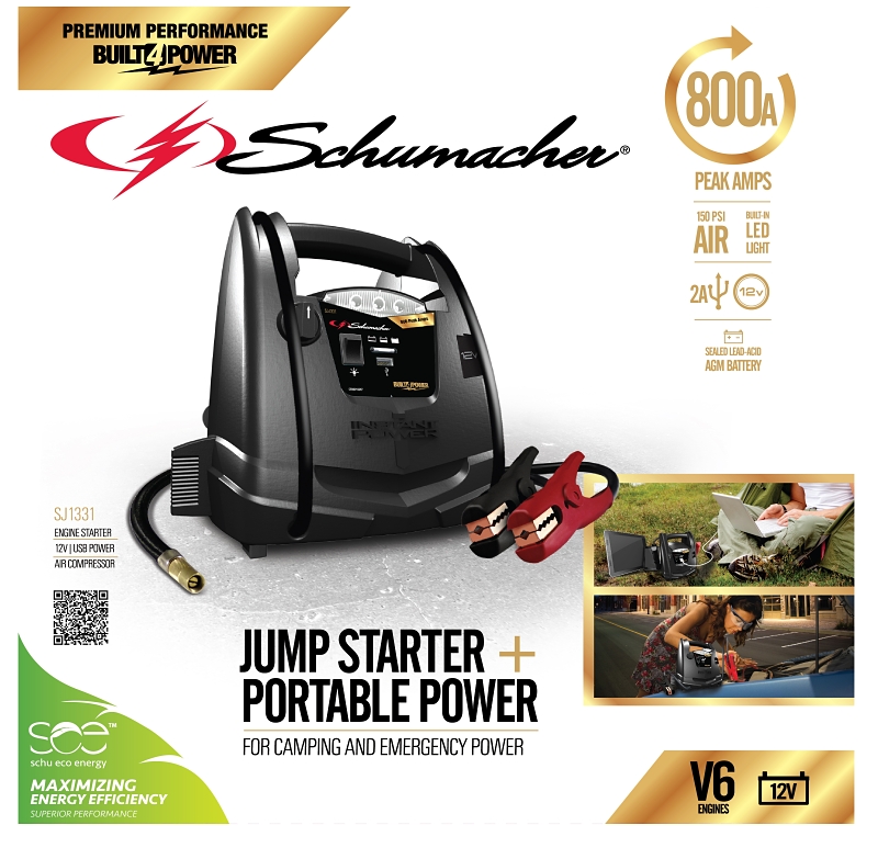 Schumacher SJ1331 Jump Starter/Portable Power, 12 VDC, 800 A