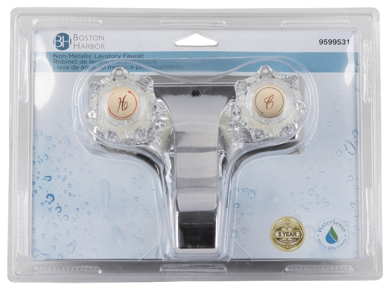 Boston Harbor PF4201A-P Lavatory Faucet, 1.5 gpm, 2-Handle, Chrome Plated, Round Handle