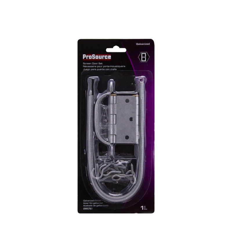 ProSource LR-115-PS Hinge Set, Galvanized Steel, Sliver, Galvanizes, 22-Piece, For: Wood Screen Doors