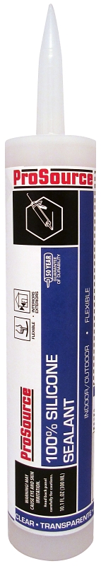 ProSource 78510-CA Silicone Rubber Sealant, Clear, 10.1 oz Cartridge