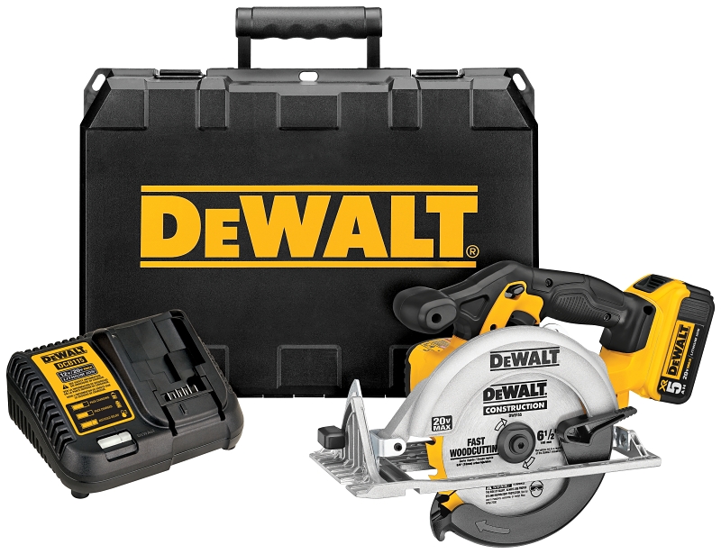 DEWALT DCS391P1 Circular Saw Kit, Battery Included, 20 V, 6-1/2 in Dia Blade, 0 to 50 deg Bevel