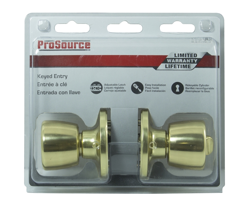 ProSource TS700BRA4V Entry Knob, POLISHED BRASS, K3, KW1 Keyway, 3 Grade