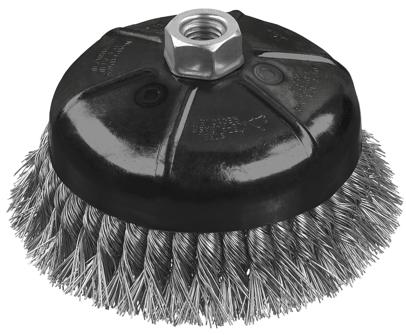 DeWALT DW4916 Wire Cup Brush, 3 in Dia, 5/8-11 Arbor/Shank, 0.02 in Dia Bristle, 1-1/8 in L Bristle Trim