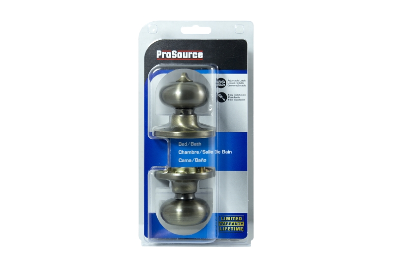 ProSource TF810V-PS Privacy Lockset, Tubular Design, Antique Brass, Stainless Steel, Reversible Hand