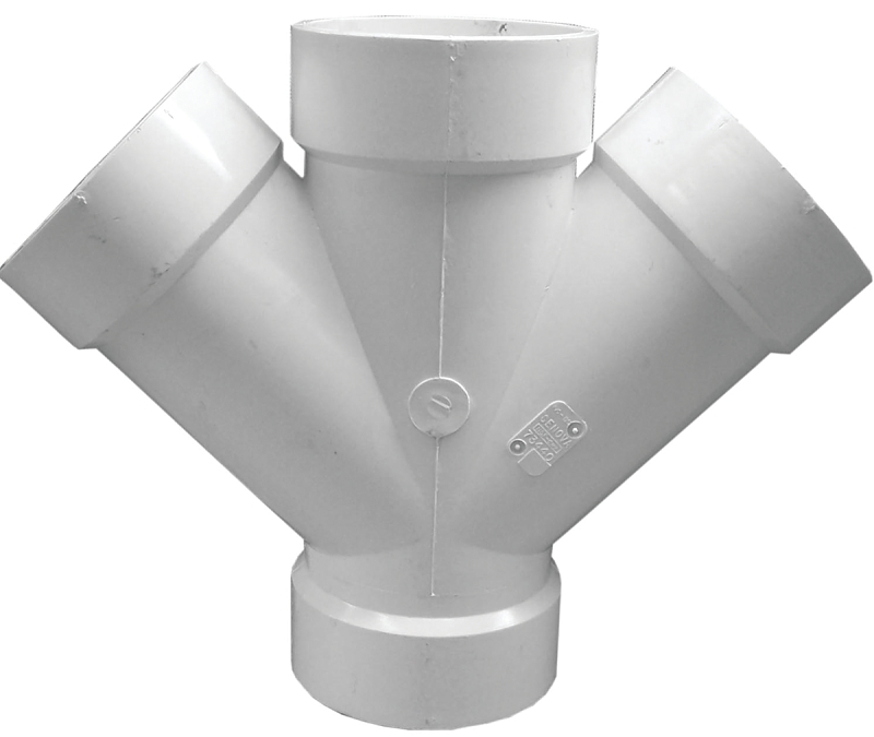 Canplas 192354Z Double Pipe Wye, 4 in, Hub, PVC, White, SCH 40 Schedule