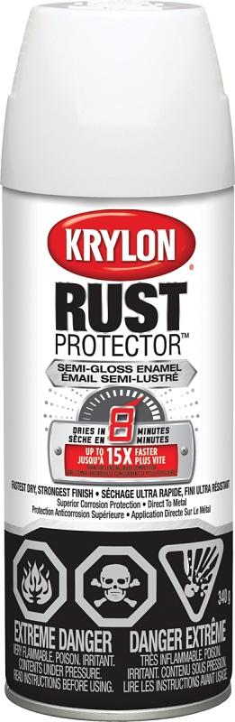 Krylon Rust Protector K06902000 Rust Preventative Spray Paint, 12 oz Can, Semi-Gloss, White