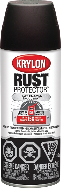 Krylon Rust Protector 469036000 Rust Preventative Spray Paint, 12 oz Can, 25 sq-ft Coverage Area, Flat, Brown, Exterior
