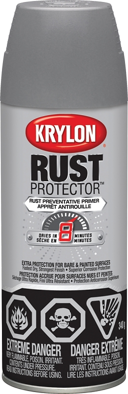 Krylon Rust Protector 469038000 Rust Preventative Primer, Gray, 12 oz