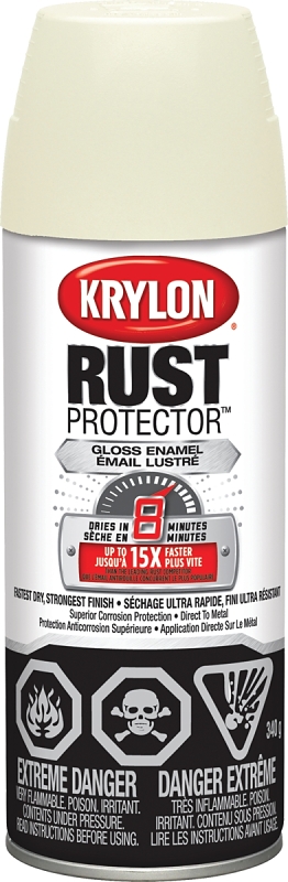 Krylon Rust Protector 469002000 Rust Preventative Spray Paint, 12 oz Can, 25 sq-ft Coverage Area, Gloss, Ivory