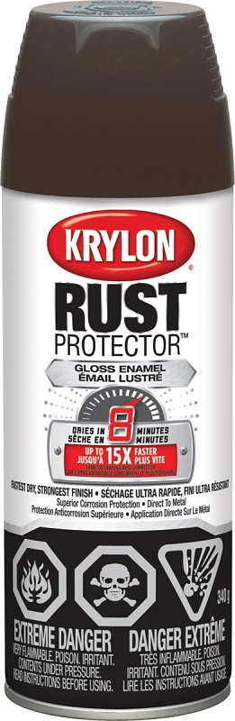Krylon Rust Protector 469005000 Spray Paint, 12 oz Can, 25 sq-ft Coverage Area, Gloss, Leather Brown