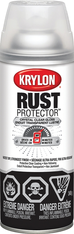 Krylon Rust Protector K06901907 Rust Preventative Spray Paint, Gloss, Crystal Clear, 12 oz, Can