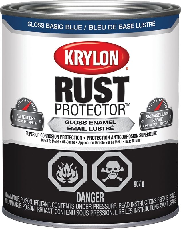 Krylon Rust Protector 69208 Enamel Paint, Gloss, Basic Blue, 1 qt