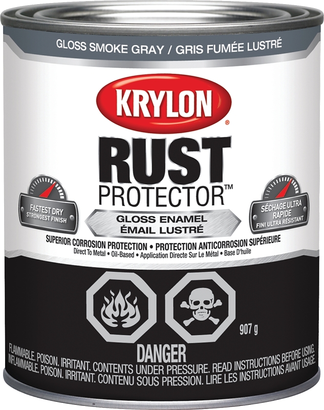 Krylon Rust Protector 69209 Enamel Paint, Gloss, Smoke Gray, 1 qt