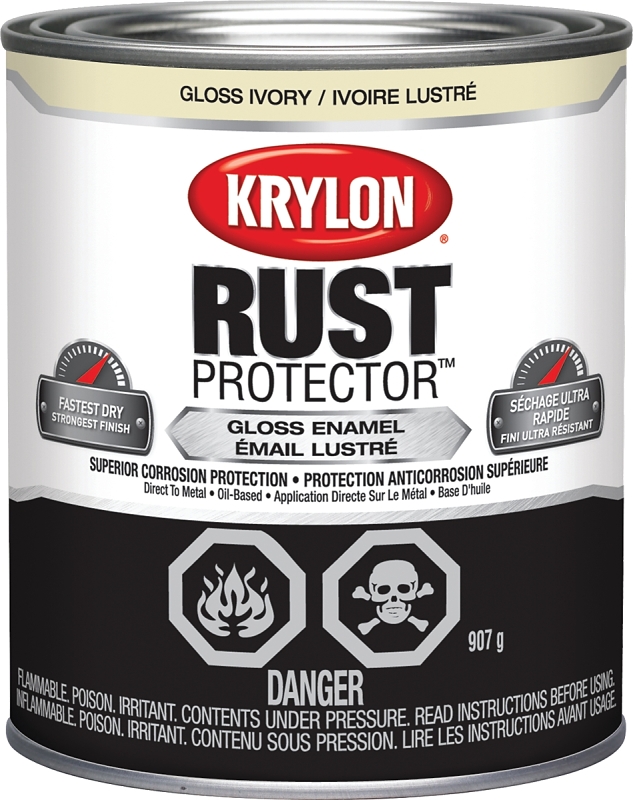 Krylon Rust Protector 469221 Enamel Paint, Gloss, Ivory, 1 qt