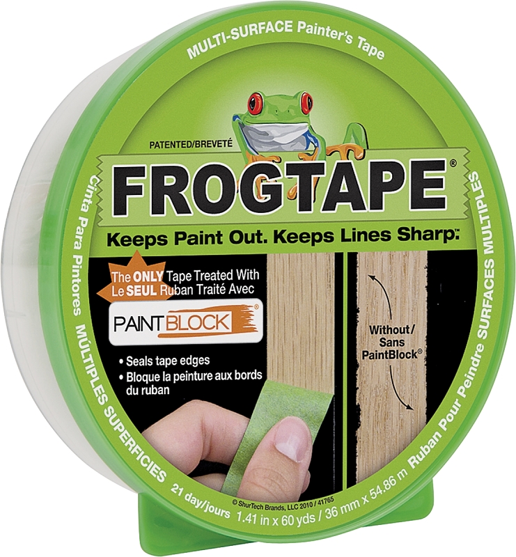 FrogTape 1408436 Painting Tape, Multi-Surface, 5.7 mil Thick, 60 yd L, 1.41 in W, Green