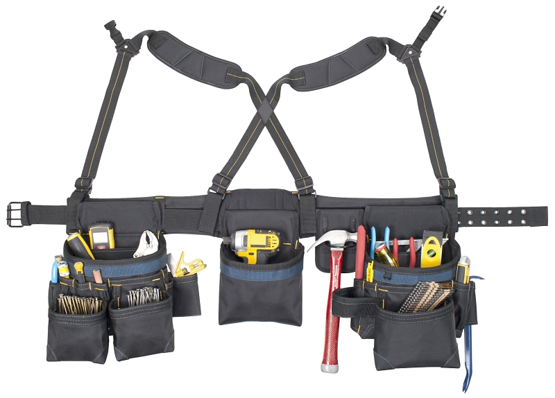 Kuny's AP2617 Carpenter's Combo Tool Belt, 29 to 46 in Waist, Ballistic Poly Fabric, Black, 28-Pocket