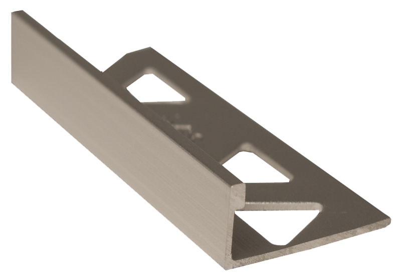 Shur-Trim ET2152SCA08 Flat Tile Edge, 8 ft L, 1/2 in W, Aluminum, Satin Clear Anodized