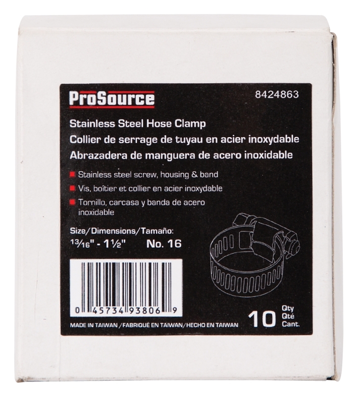 ProSource HCRAN16-3L Interlocked Hose Clamp, Stainless Steel, Stainless Steel