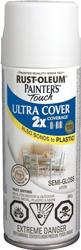 Rust-Oleum 268418 Spray Paint, 340 g Can, Semi-Gloss, White