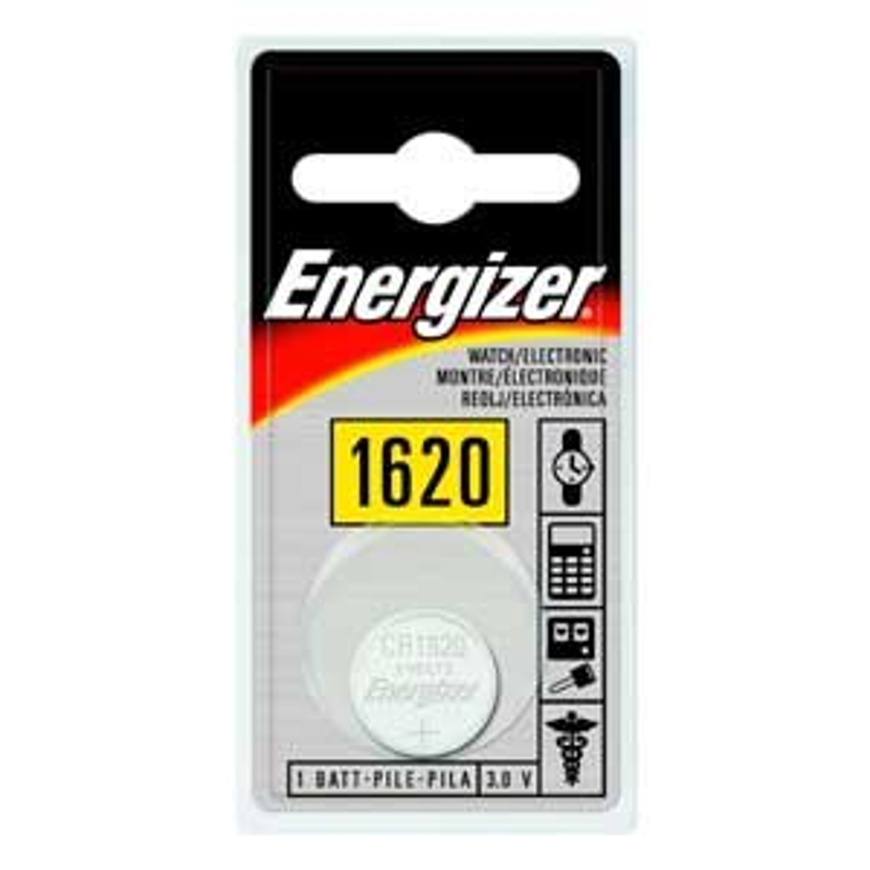 Energizer ECR1620BP Coin Cell Battery, 3 V Battery, 81 mAh, Lithium, Manganese Dioxide