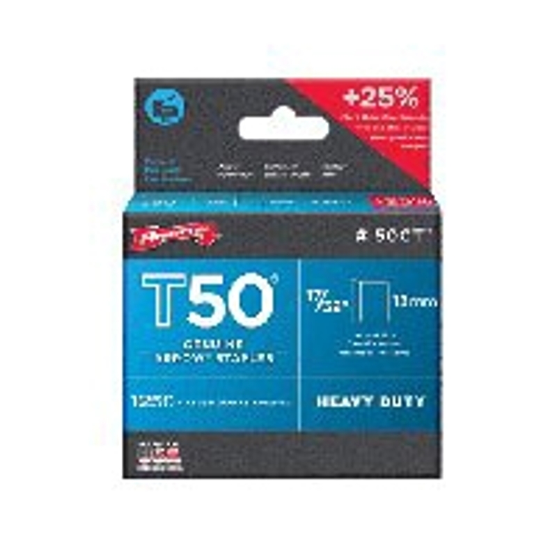Arrow T50 Series 50CT24 Flat Crown Staple, 3/8 in W Crown, 17/32 in L Leg