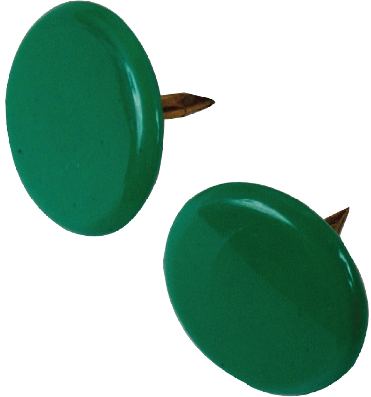 Hillman 122675 Thumb Tack, 15/64 in Shank, Steel, Painted, Green, Cap Head, Sharp Point