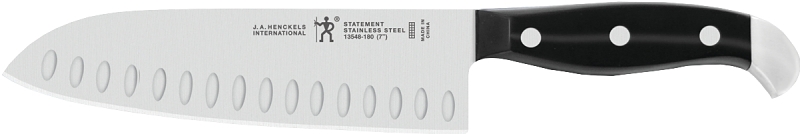 Henckels International Statement Series 13548-183 Santoku Knife, 7 in L Blade, Stainless Steel Blade, Black Handle