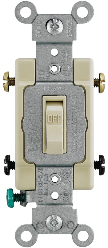 Leviton 54522-2I Series Switch, Ivory, 20 A, 120/277 V, Lead Wire Terminal, NEMA WD-1, WD-6