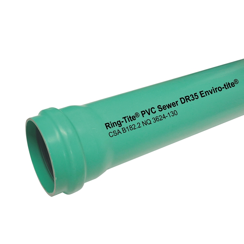 IPEX Enviro-Tite Series 039208 Sewer Pipe, 5 in, 4 m L, DR 35 Schedule, PVC, Green