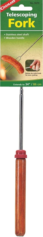 COGHLAN'S 9670 Telescoping Fork, Stainless Steel/Wood, Chrome