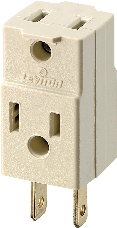 Leviton 001-00531-00I Triple Tap Outlet Adapter, 2-Pole, 15 A, 125 V, 3-Outlet, NEMA: NEMA 1-15R, Ivory, Plug-In Mount