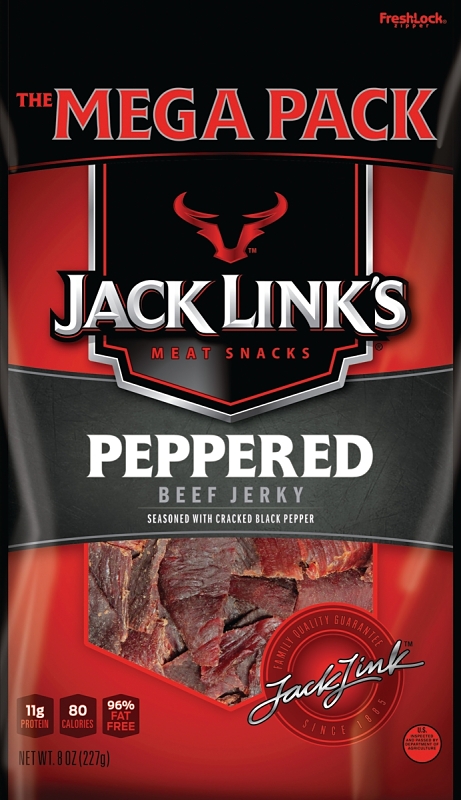 Jack Link's 10000008210 Snack, Jerky, Pepper, 8 oz