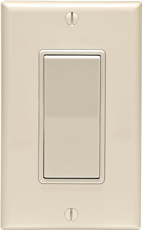 Leviton C36-05671-02T Rocker Switch with Wallplate, 12 A, 120/277 V, SPST, Lead Wire Terminal, Light Almond