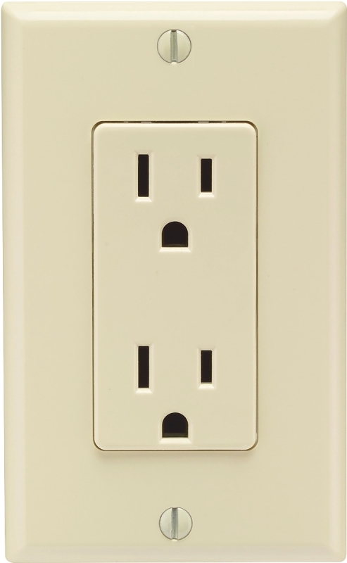 Leviton C26-05675-00T Duplex Receptacle, Thermoplastic, Light Almond, 2-Pole, 15 A, 125 V, Push-In, Side Wiring, 3-Wire