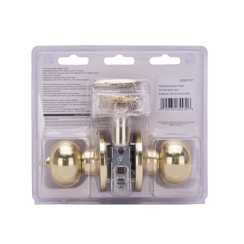 ProSource T9700BRA4V Entry Knob, Brass, K3, KW1 Keyway, 3 Grade