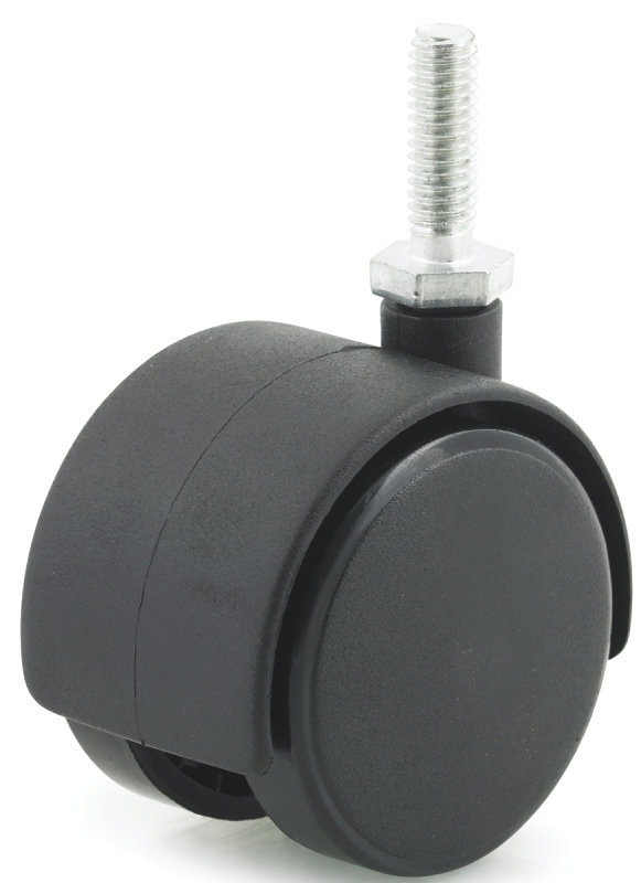Dh Casters C-T20T1BK Swivel Caster, Threaded Mounting, 2-3/8 in H Dimensions, 2 in Dia Wheel, Plastic Wheel, Black