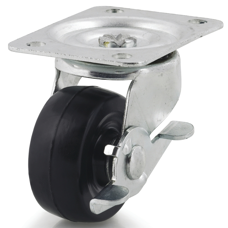 Dh Casters C-GD25HRSB Swivel Caster, 2-3/4 x 3-27/32 in Plate, 3-1/4 in H Dimensions, 2-1/2 in Dia Wheel, Rubber Wheel