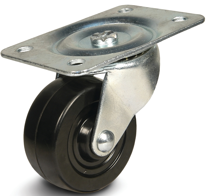 Dh Casters C-GD40RS Swivel Caster, 4 x 5-1/18 in Plate, 5 in H Dimensions, 4 in Dia Wheel, 1-1/4 in W Wheel