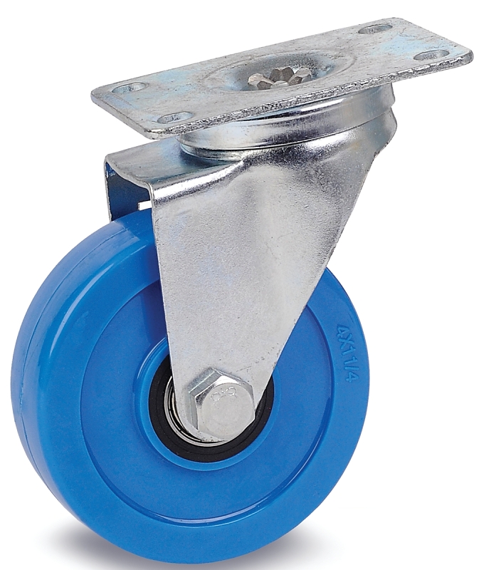 Dh Casters C-LM4P1PUS Swivel Caster, 2-3/8 x 3-5/8 in Plate, 5-1/8 in H Dimensions, 4 in Dia Wheel, 1-1/4 in W Wheel