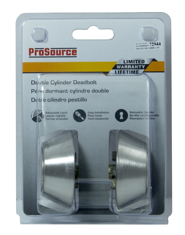 ProSource D262-RU5V Deadbolt, 3 Grade, Stainless Steel, 2-3/8 to 2-3/4 in Backset, KW1 Keyway