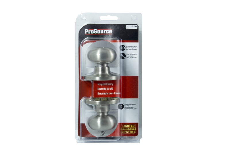 ProSource TFX200V-PS Entry Knob, Satin Nickel, KW1, KA3 Keyway, 3 Grade
