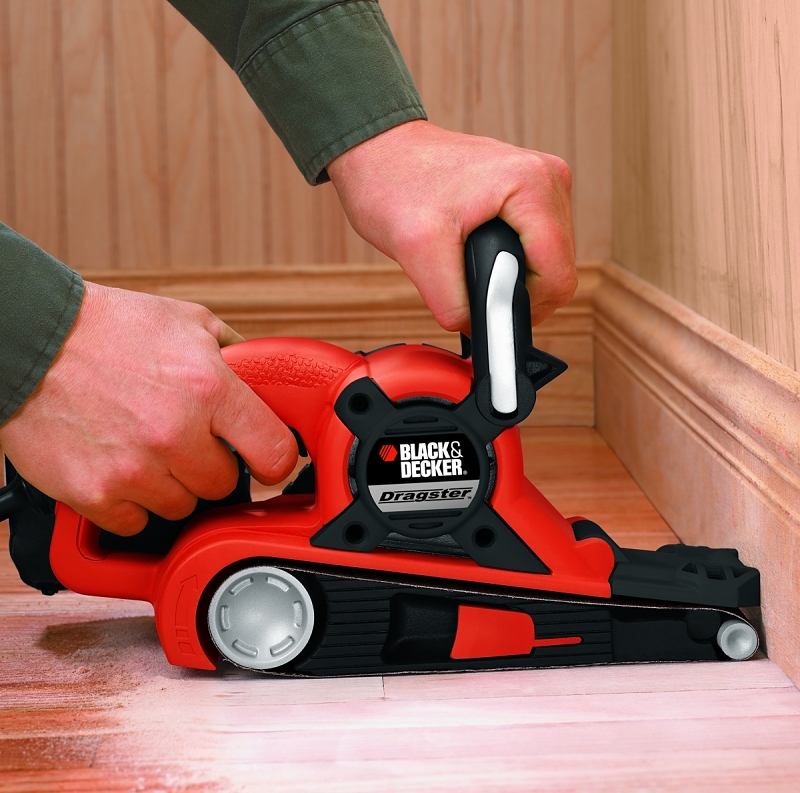 Black+Decker Dragster DS321 Belt Sander, 7 A, 3 x 21 in Belt, Abrasive Belt, 3-Position Handle, 6 ft L Cord