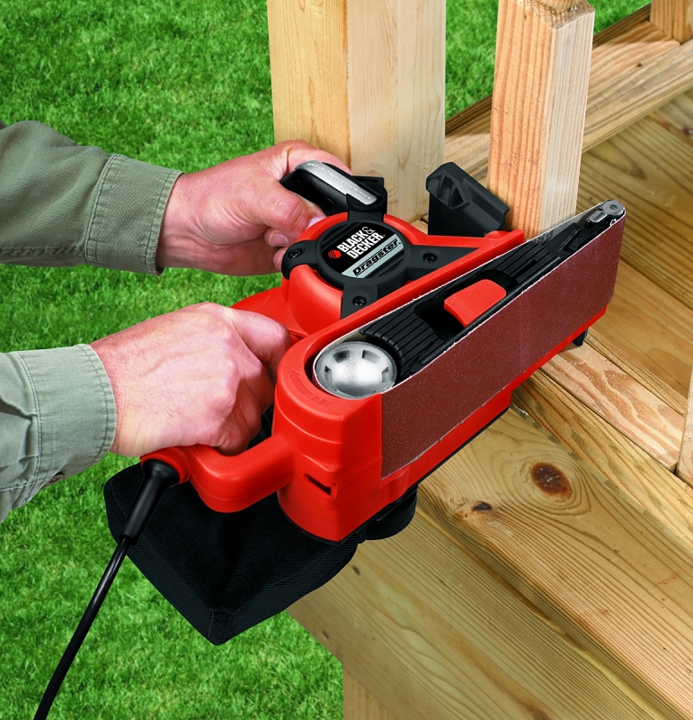 Black+Decker Dragster DS321 Belt Sander, 7 A, 3 x 21 in Belt, Abrasive Belt, 3-Position Handle, 6 ft L Cord
