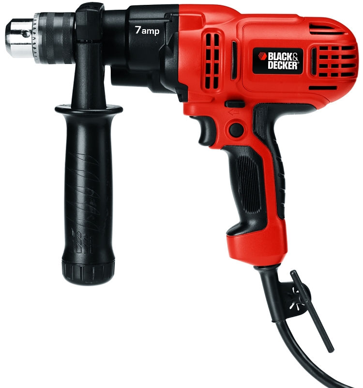 Black+Decker DR560 Drill/Driver, 7 A, 1/2 in Chuck, Keyed Chuck, Includes: (1) Chuck Key and Holder, (1) Side Handle